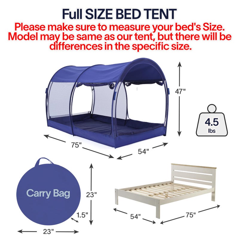 LEEDORÂ® Mosquito Net Bed Tent Canopy Indoor Tent Privacy Bed Fort Dream Tent for Kids or Adult Navy Full 75 X 54 X 47H'' (Mattress Not Included) - Image 2